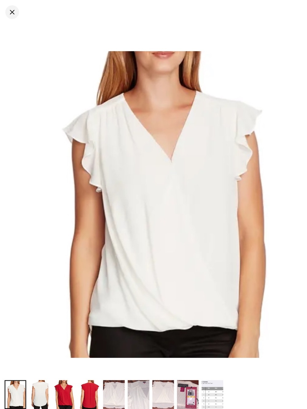Vince Camuto White V-Neck Flutter Sleeve Camisole